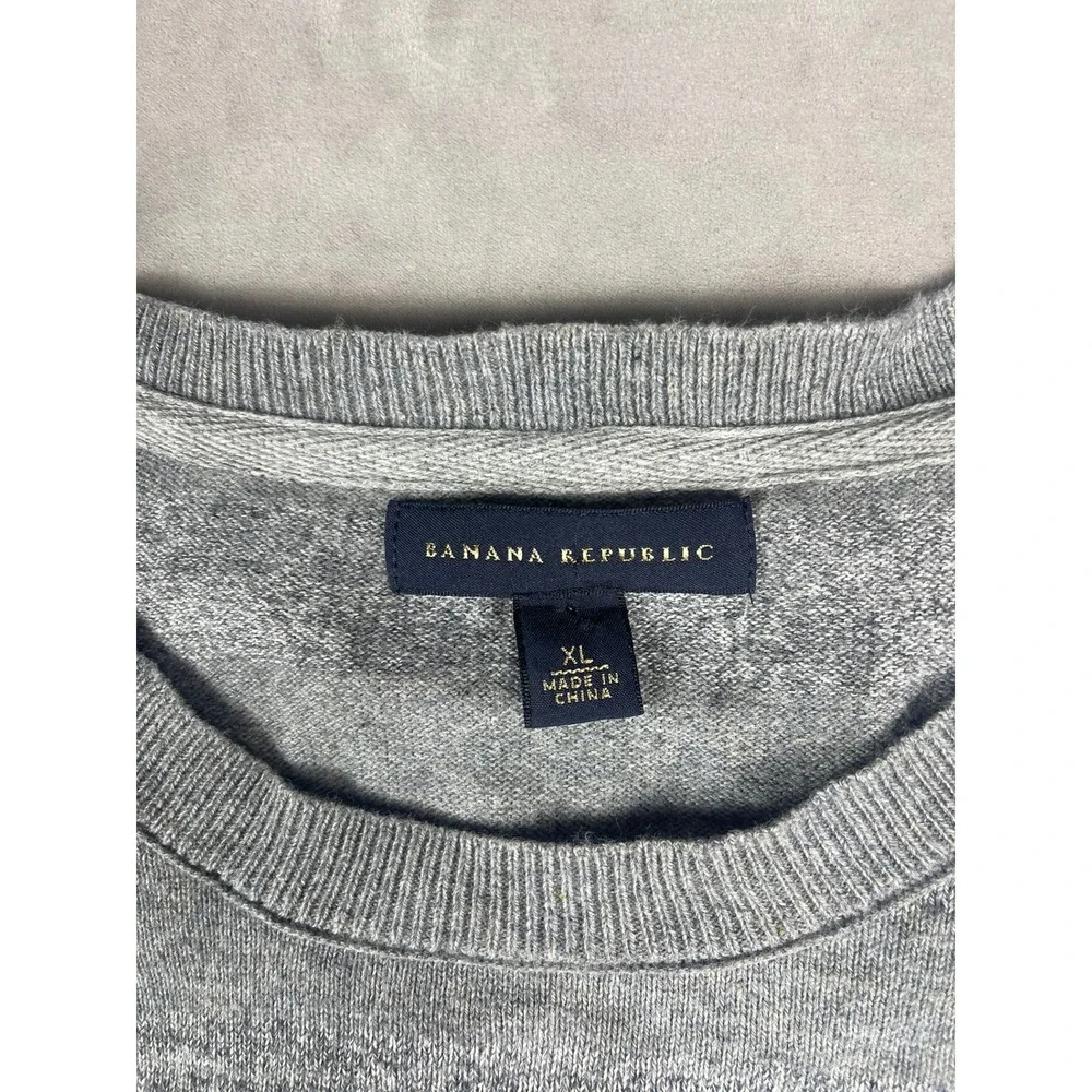 Banana Republic Mens XL Grey Textured‎ Stripe 100% Cotton Crewneck Sweater